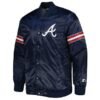 Atlanta Braves Navy Pick & Roll Varsity Satin Jacket