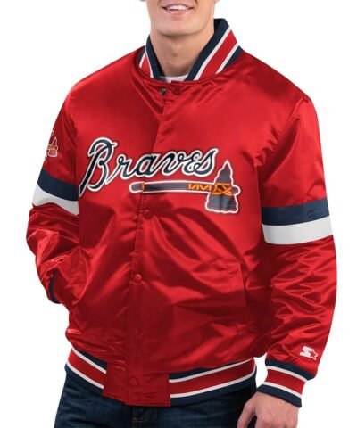 Atlanta Braves Home Game Red Satin Jacket