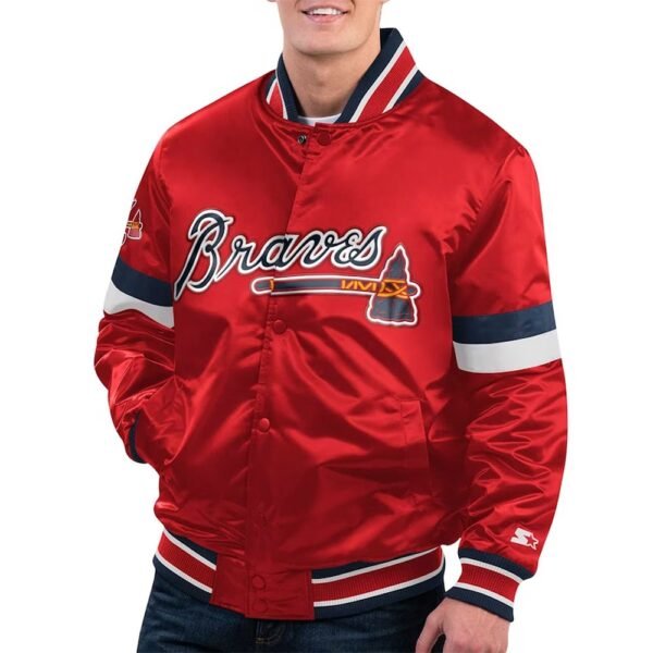 Atlanta Braves Home Game Red Satin Jacket