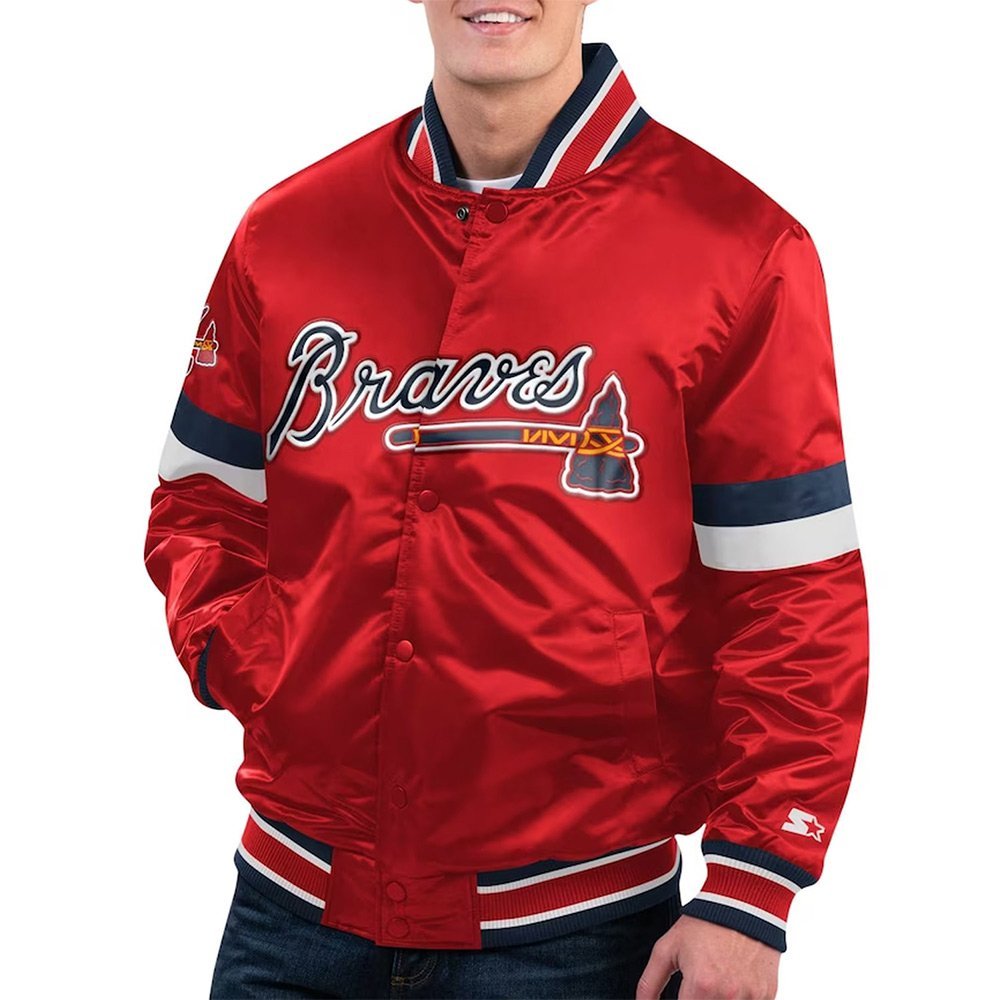 Atlanta Braves Home Game Red Satin Jacket