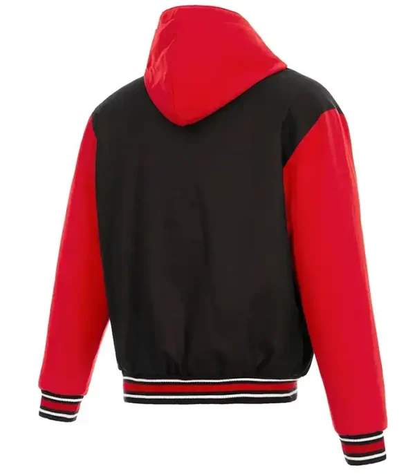 Atlanta Hawks Black and Red Hooded Varsity Jacket - Image 2