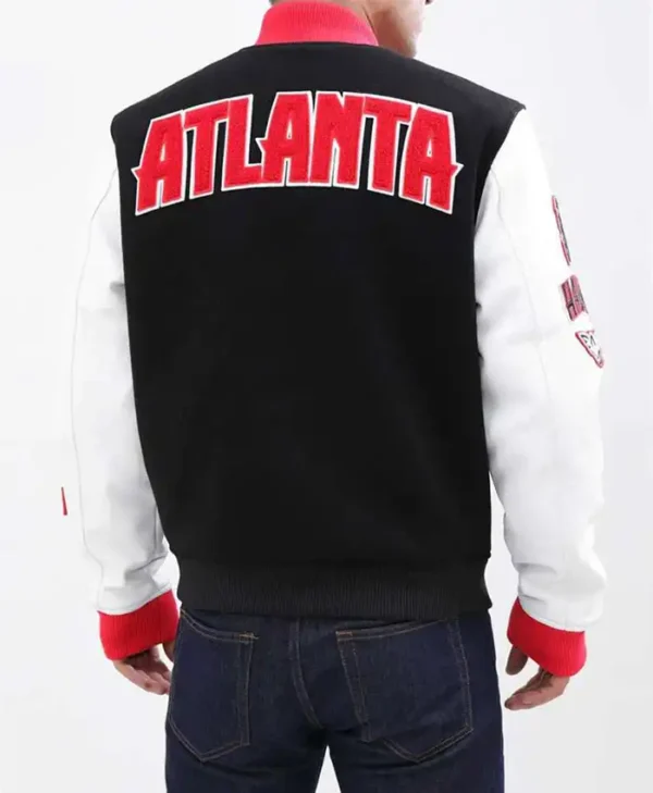 Atlanta Hawks Black and White letterman Jacket - Image 4