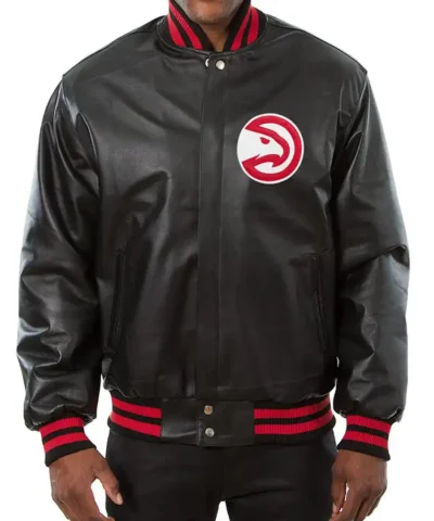 atlanta hawks black leather jacket scaled
