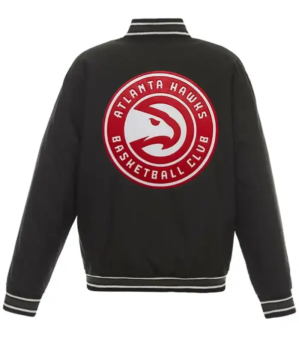 black atlanta hawks poly twill jacket