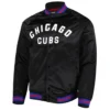 Chicago Cubs Bomber Black Satin Jacket