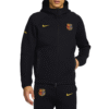 Stay warm in style with the FC Barcelona Tech Black Fleece Jacket, featuring sleek design and club pride perfect for training days or casual wear.
