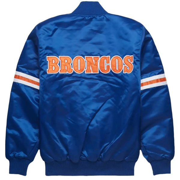 Denver Broncos Blue Satin Bomber Jacket