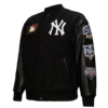 NY Yankees Black Out Vintage Logo Varsity Jacket