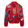 NBA Collage Red Leather Jacket