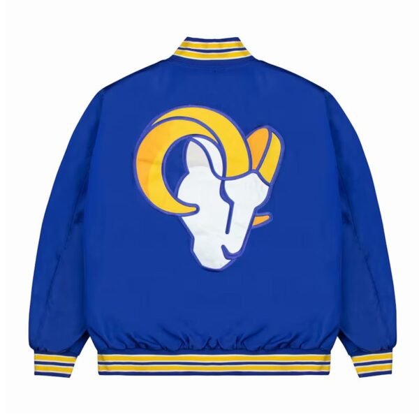 los-angeles-rams-gold-rib-bomber-royal-satin-jacket