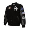 LA Dodgers Vintage Logo Black Out Varsity Jacket