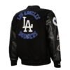 LA Dodgers Vintage Logo Black Out Varsity Jacket
