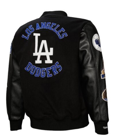 LA Dodgers Vintage Logo Black Out Varsity Jacket
