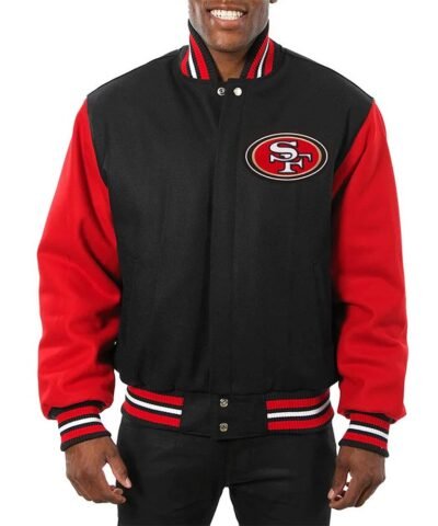 san-francisco-49ers-black-and-scarlet-varsity-jacket