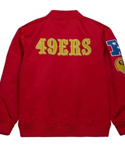 san-francisco-49ers-bomber-lightweight-red-satin-jacket