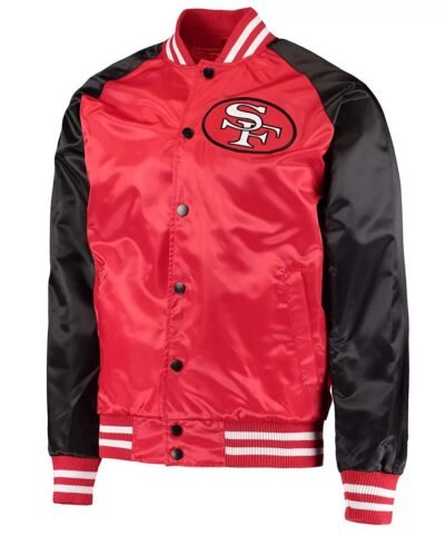 san-francisco-49ers-scarlet-and-black-satin-jacket