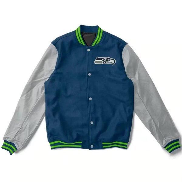 Seattle Seahawks Varsity Navy and Gray Jacket