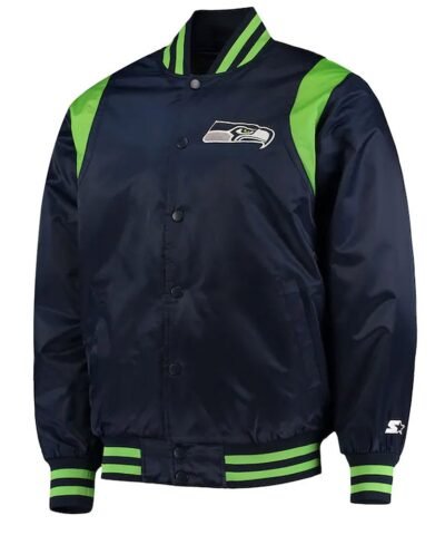 Seattle Seahawks College Prime Time Navy Satin Jacket