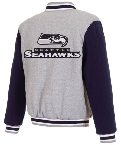 Seattle Seahawks Varsity Gray and Navy Wool Jacket