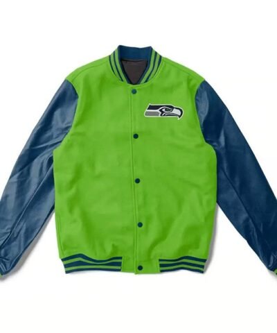 Seattle Seahawks Light Green and Blue Varsity Jacket