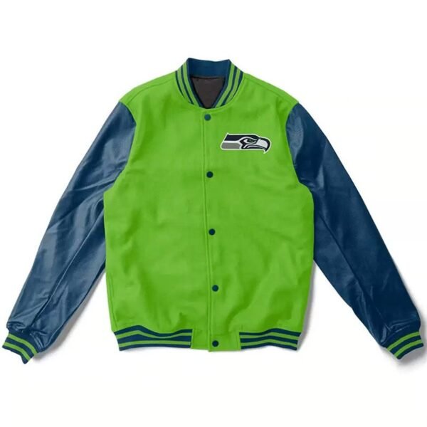 Seattle Seahawks Light Green and Blue Varsity Jacket