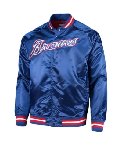 shop Now Royal Atlanta Braves Lightweight Satin Jacket