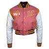 Washington Commanders Pink Cropped Varsity Jacket