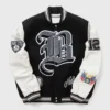 12 Brooklyn Nets Letterman Black and White WoolLeather Jacket