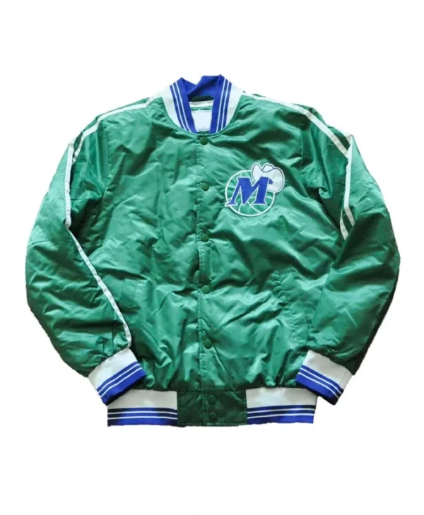 Dallas Mavericks 1980’s Full-Snap Varsity Satin Green Jacket