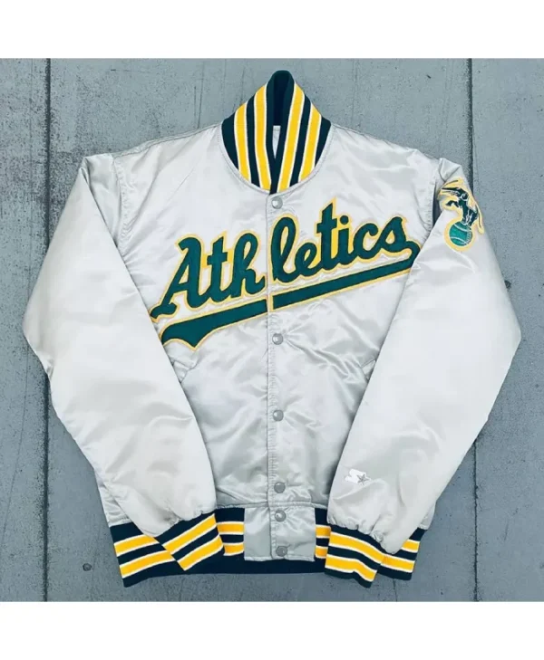Oakland Athletics 1980’s Full-Snap Satin Silver Jacket