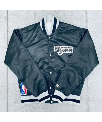 San Antonio Spurs 1980’s Bomber Full-Snap Satin Black Jacket