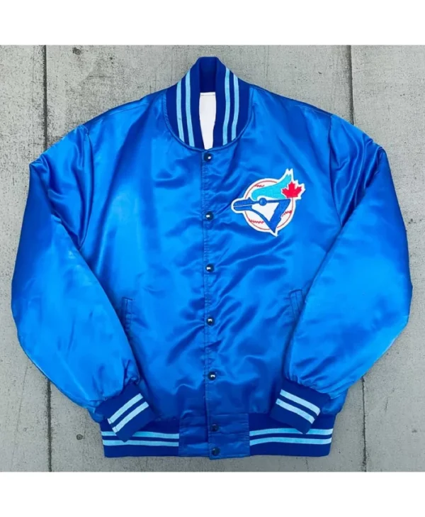 Spellout Toronto Blue Jays 1980 Bomber Satin Blue Jacket