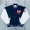 Chicago Bulls 1990’s Varsity WoolLeather Black and White Jacket