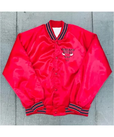 Locker Line Chicago Bulls 1990’s Full-Snap Satin Red Jacket