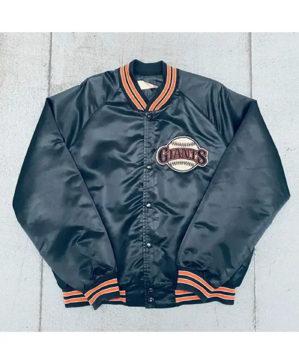 San Francisco Giants 1990’s Spellout Bomber Full-Snap Black Jacket