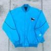 San Jose Sharks 1990’s Bomber Full-Snap Satin Light Blue Jacket