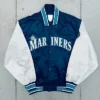 Seattle Mariners 1990’s Dugout Full-Snap Satin Navy and Silver Jacket