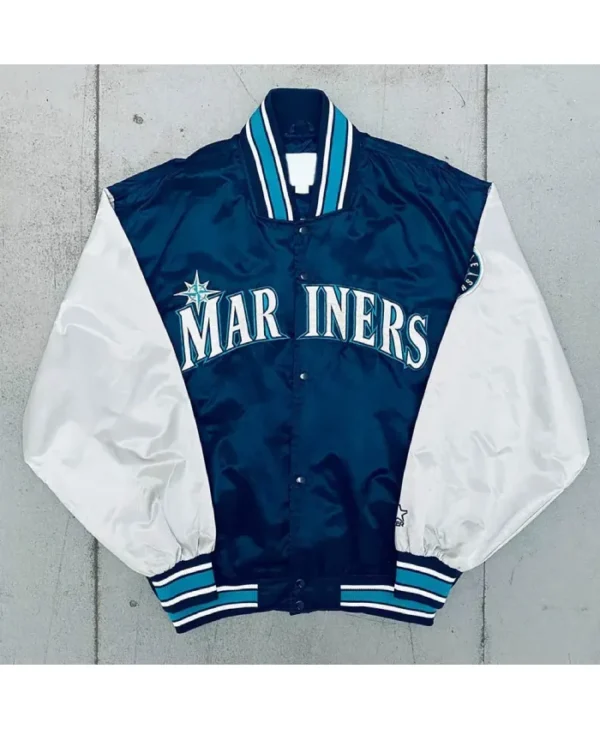 Seattle Mariners 1990’s Dugout Full-Snap Satin Navy and Silver Jacket