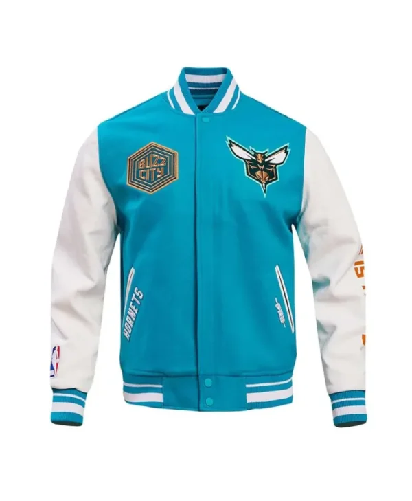 Buy City Edition Charlotte Hornets 202324 Teal WoolLeather Varsity Jacket
