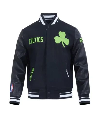 Black Boston Celtics 202425 City Edition Chenille Varsity Jacket