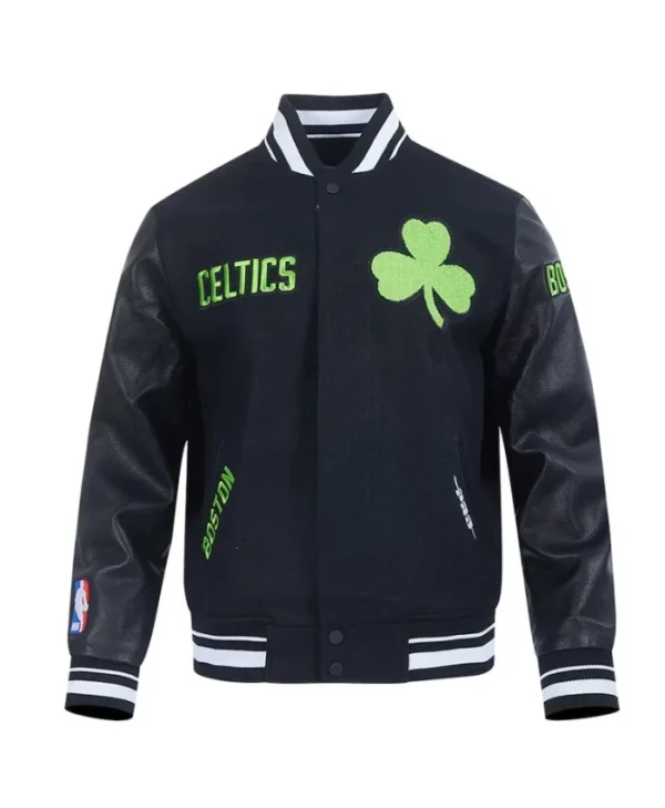 Black Boston Celtics 202425 City Edition Chenille Varsity Jacket