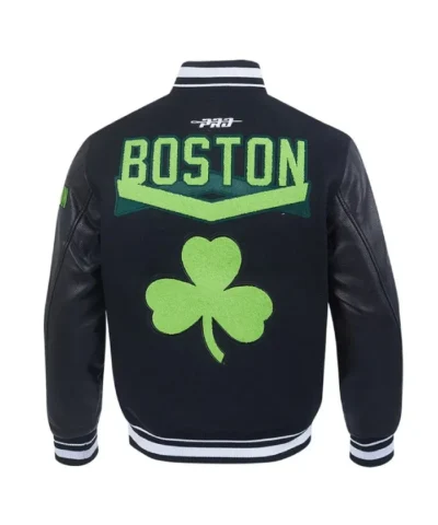 202425 Boston Celtics City Edition Chenille Black Varsity Jacket