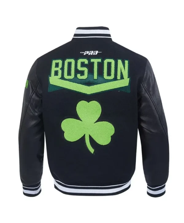 202425 Boston Celtics City Edition Chenille Black Varsity Jacket