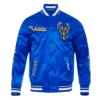 Shop Milwaukee Bucks 202425 City Edition Chenille Full-Snap Satin Blue Jacket