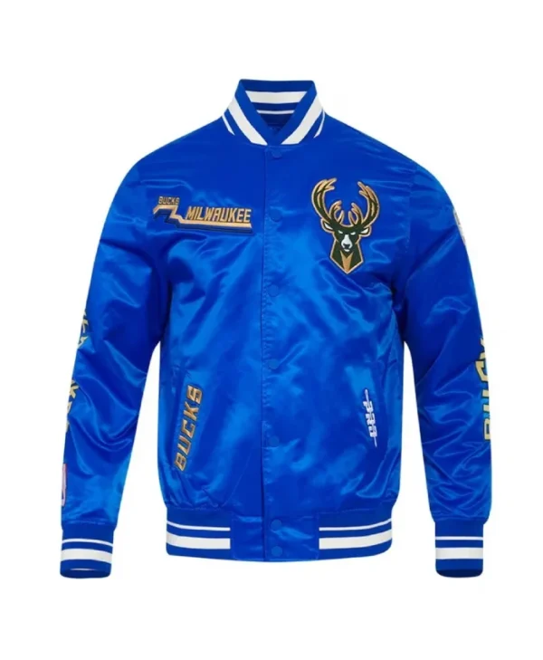 Shop Milwaukee Bucks 202425 City Edition Chenille Full-Snap Satin Blue Jacket