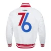 RoyalWhite Philadelphia 76ers Chenille 202425 City Edition Full-Snap Satin Jacket