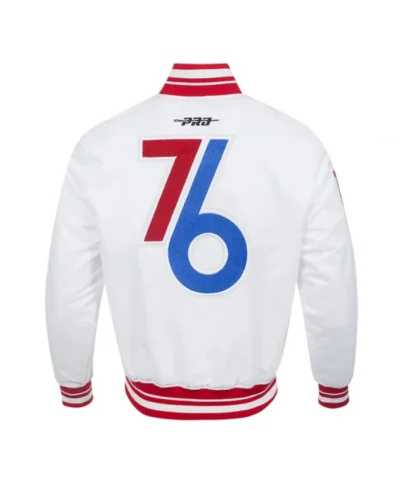 RoyalWhite Philadelphia 76ers Chenille 202425 City Edition Full-Snap Satin Jacket
