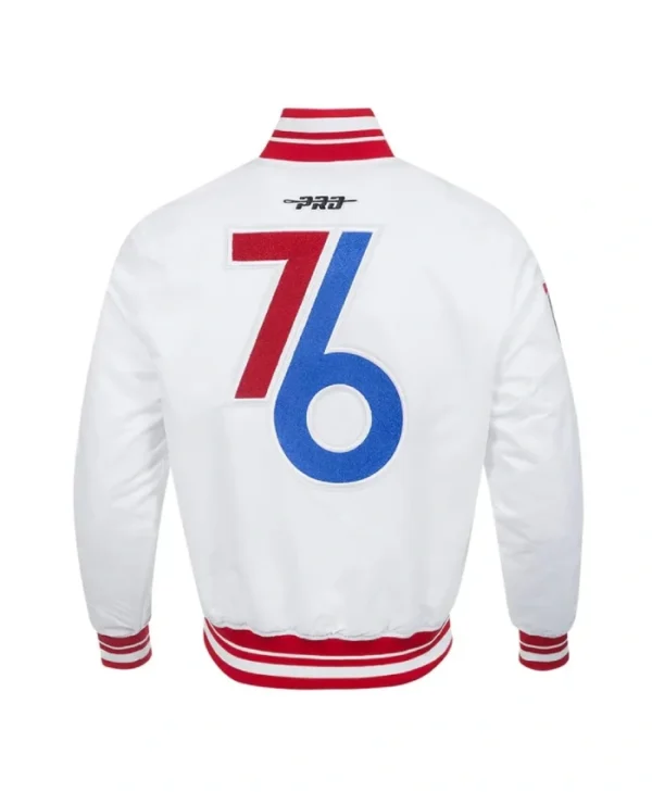 RoyalWhite Philadelphia 76ers Chenille 202425 City Edition Full-Snap Satin Jacket