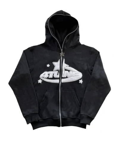 Men and Women 4tune Full Zip Black Hoodie