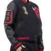 6X Chicago Bulls Mashup Full-Snap WoolLeather Black Varsity Jacket